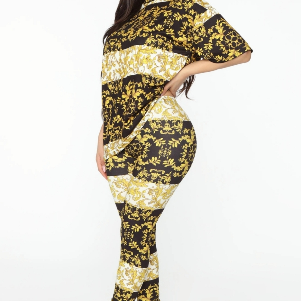 Yellow Gold Printed Two Piece pant set